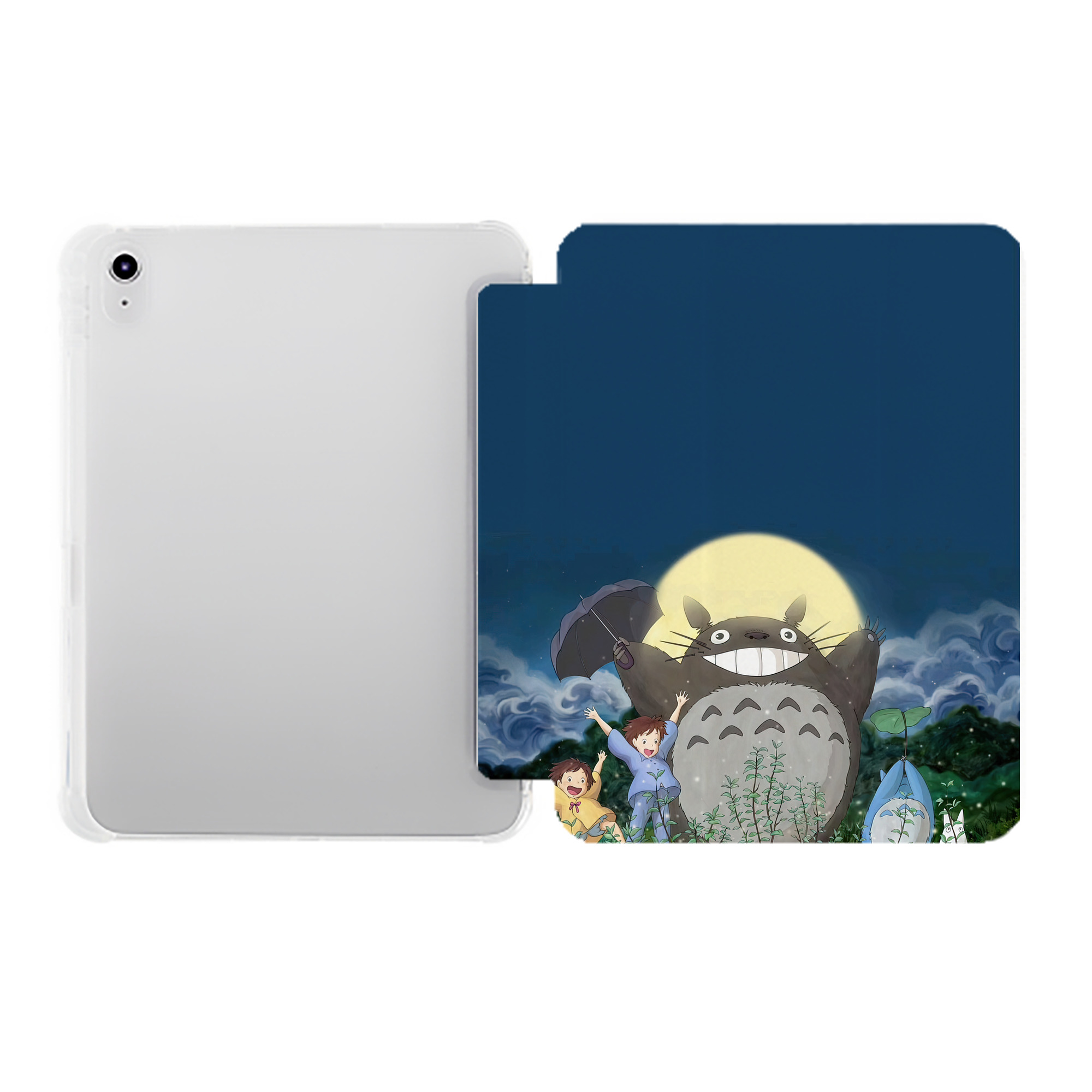 （画像用） となりのトトロ 草壁メイ 草壁サツキ My Neighbor Totoro Satsuki Kusakabe Mei Kusakabe IPad ケース ペン収納付き 三つ折りスタンド PUレザー×シリコン 対応機種9.5/10.5/10.9インチ